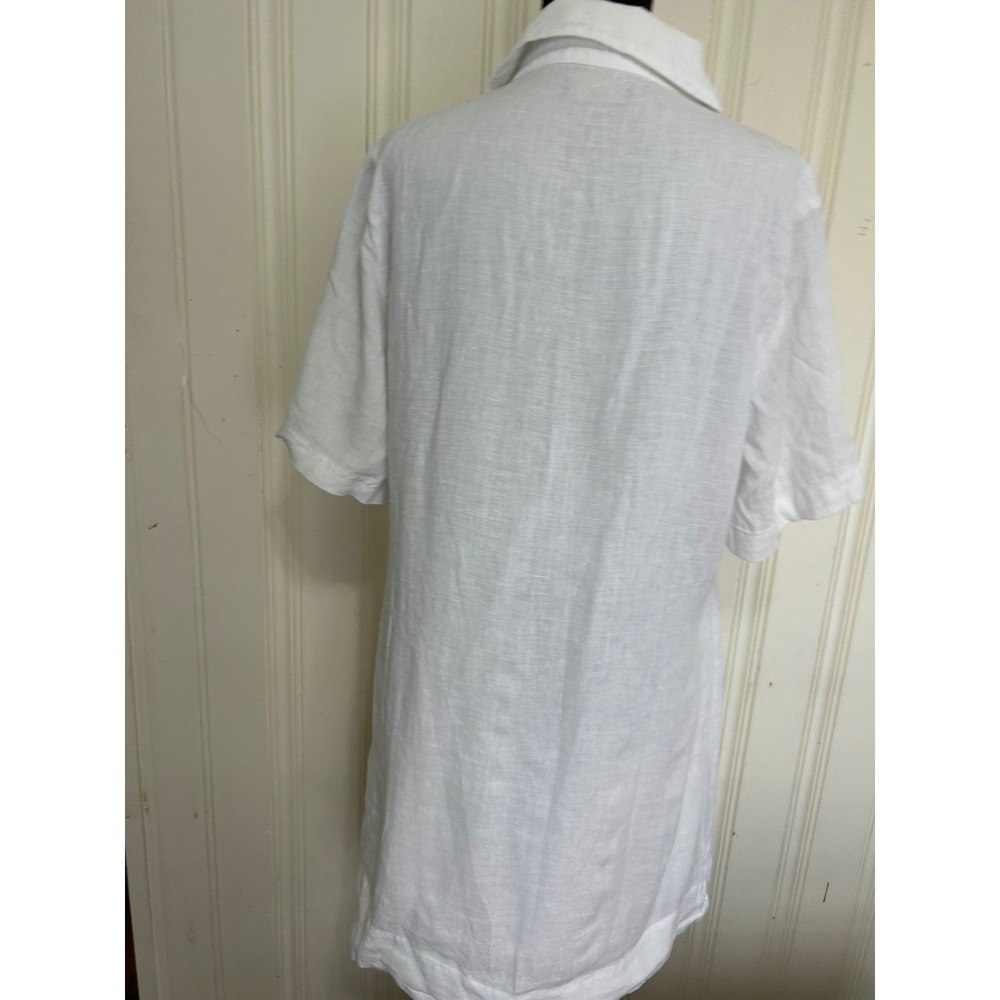 Quince White 100% European Linen Popover Mini Dress M Coastal Vacation Resort - Picture 4 of 8